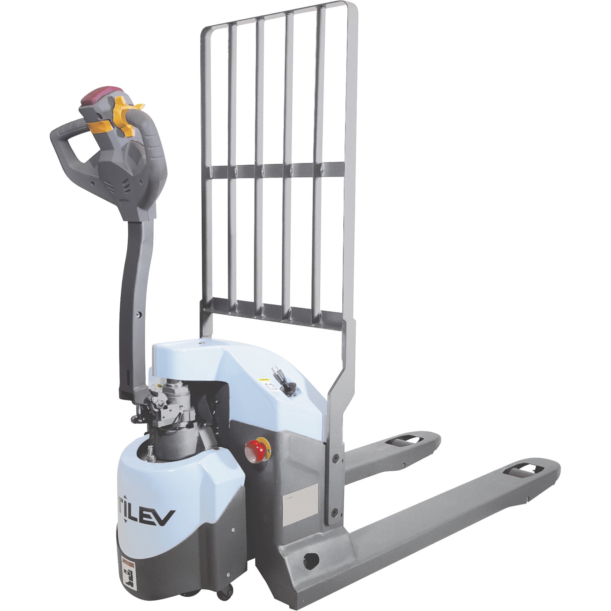 Utilev Fullly Electric Pallet Truck with 48in. Load Backrest — 3300Lb
